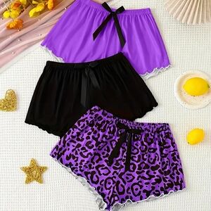 Women's Purple and Black Sleep Shorts Set Size LG